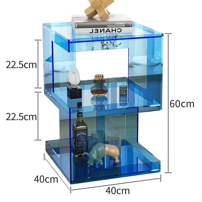 Acrylic Transparent Storage Rack, Simple Bedroom Rack, Bedside Table, Coffee Table