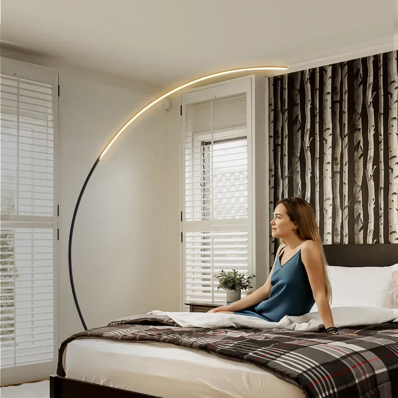 2025 Nordic LED Art Floor Lamps Home Indoor Living Room Black White Floor Lights Dimmable Remote RGB Bedroom Foyer Decor Corner