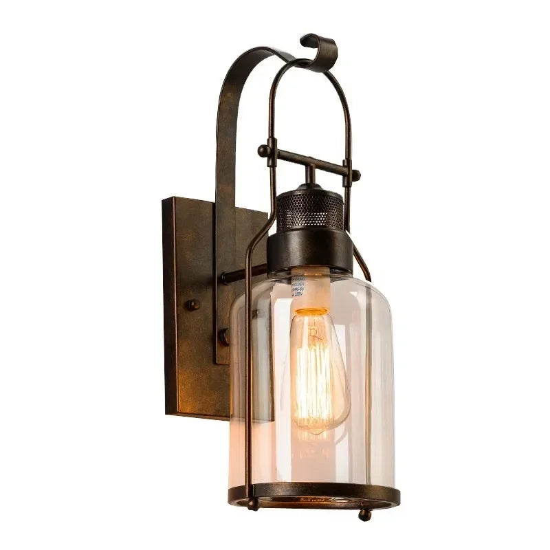American Walkway Courtyard Villa Wall Retro Glass Wall Lamp