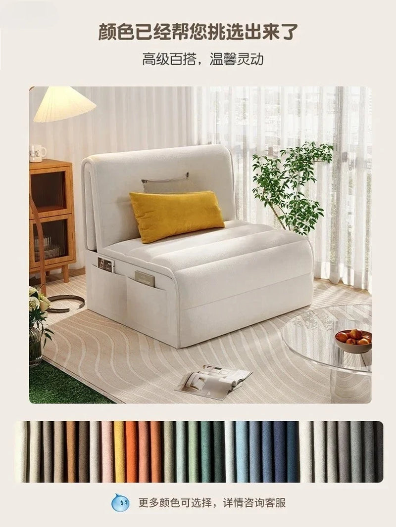 Light Luxury Cream Style Electric Sofa Bed Dual-Use Foldable Balcony Multi-Functional Retractable Bed Faux Leather