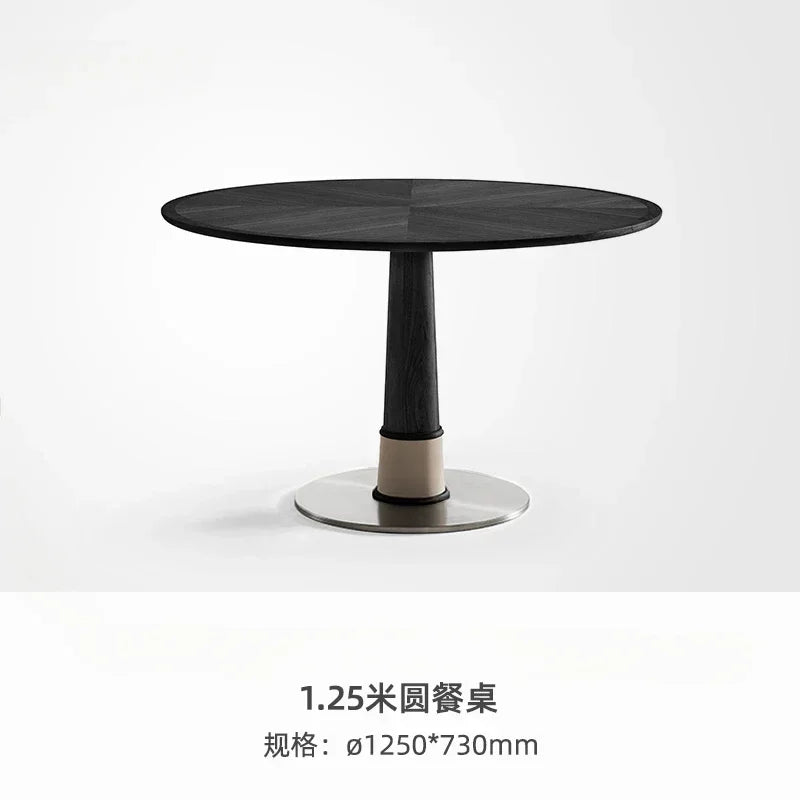 N19 Bamboo Dragonfly Black North American Imported Ash Wood Solid Wood round Dining Table Small Apartment Italian Minimalist Z