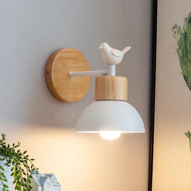 Nordic Wall Light LED Creative Modern Simple Corridor Bedroom Room Living Room Solid Wood Lighting Fixture