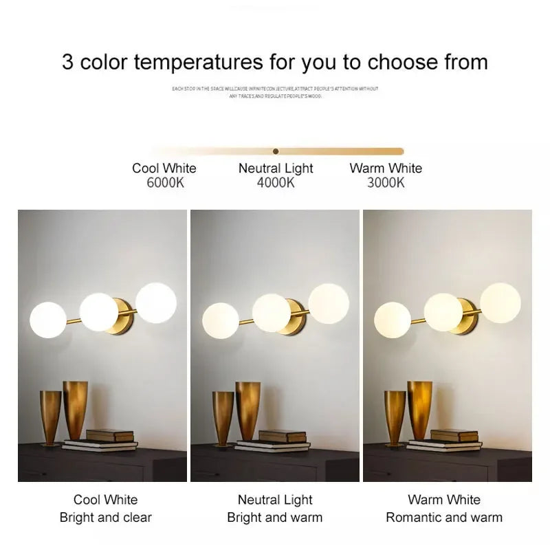 Nordic Indoor LED Wall Lights Decor for Bedroom Living Room G9 7W Frosted Glass Ball LED Wall Lamps Wall Sconce Lighting Fixture