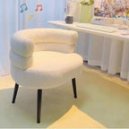 Simple Home Modern Nordic Style Single Sofa Chair with Black Metal Legs Soft Teddy Fleece for Living Room Bedroom Home Furniture
