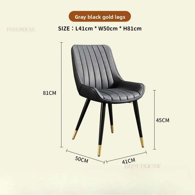 Modern Minimalist Backrest Dining Chairs Nordic Home Restaurant Furniture Light Luxury Leather Dressing Chair