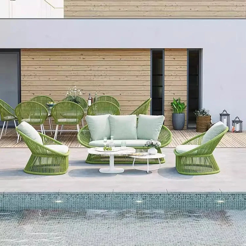 Outdoor Rattan Combination Courtyard Leisure Furniture Hotel Villa B & B Balcony Open-Air Outdoor Waterproof Rattan Chair Sofa