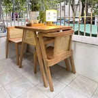 Garden Leisure Balcony Tea Table Solid Three-Piece Patio Furniture Rattan Wood Outdoor Tables and Chairs Furniture Nordic Sets M