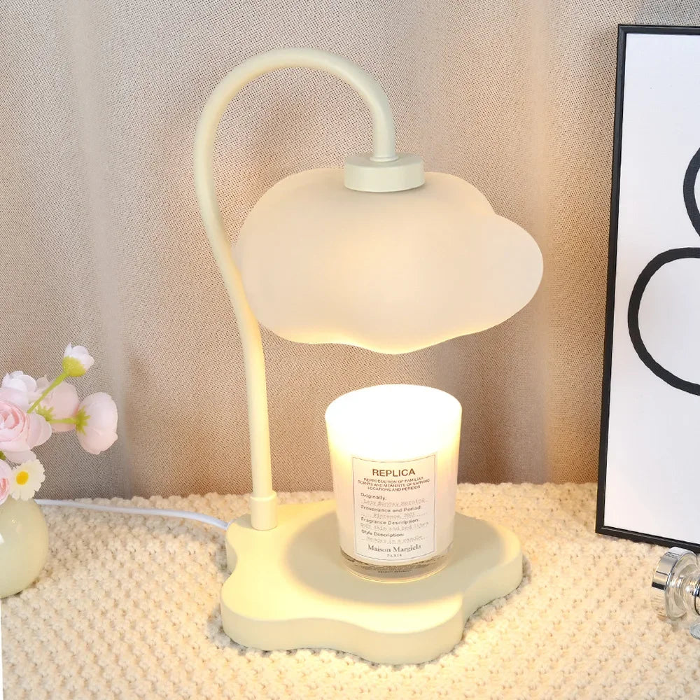 Creative Cloud-Shaped Wax Melt Lamp with Timer Aromatherapy Night Light Scented Candle Warmer Stylish Desk Table Lamp for Home