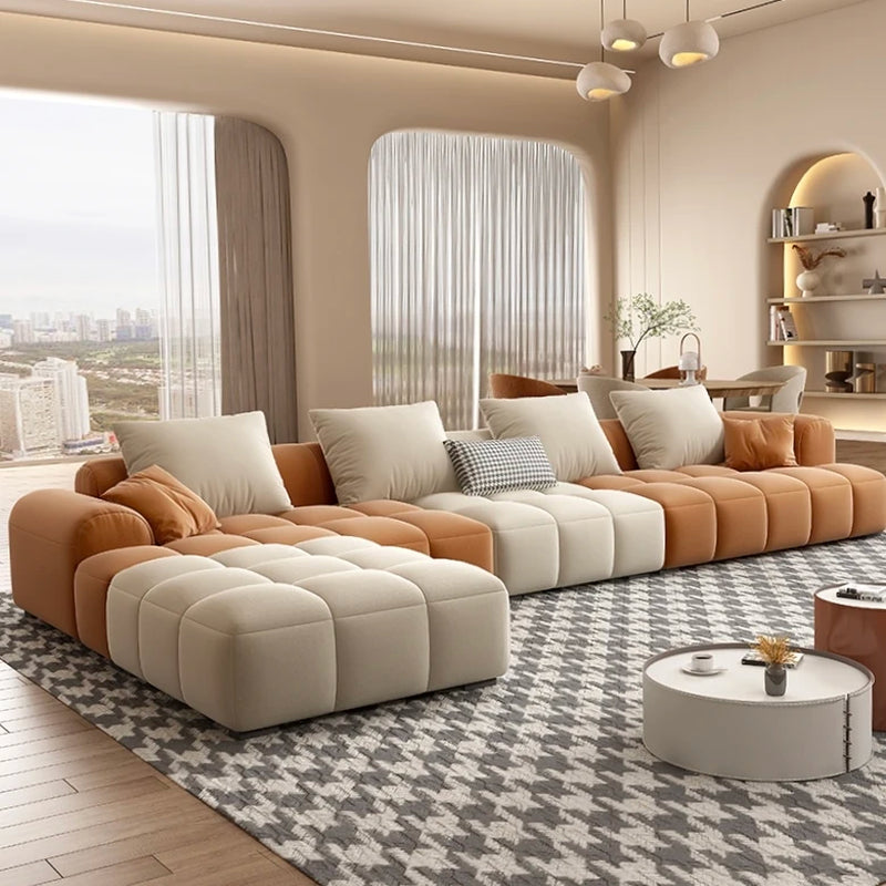 Set Puff Cloud Modern Luxury Couch Velvet Lounge Sofa High End Cream Soft Modular Living Room Furniture L Shape Sofa for Home