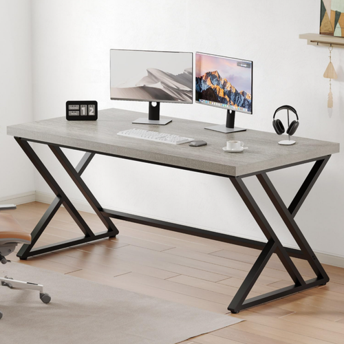 55-inch industrial wood computer desk