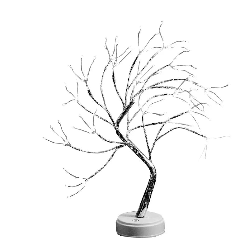 LED Birch Tabletop Bonsai Tree Night Light Christmas Decorate Lamp 8Modes Usb/Battery Bedside Room Decorative Fairy for Room