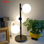 White Glass Ball Table Lamps Creative Bedroom Bedside Desk Lamp Iron Gold LED Lighting Fixture