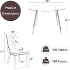 36'' Modern Minimalist round Glass Top Dining Set for 4, Luxury Circular Kitchen Table and Chairs.