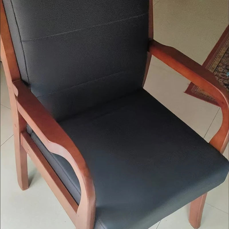Solid Wood Armchair Upholstered Nappa Leather Rubberwood Frame High Density Foam Cushion Modern Comfy Chair for Home