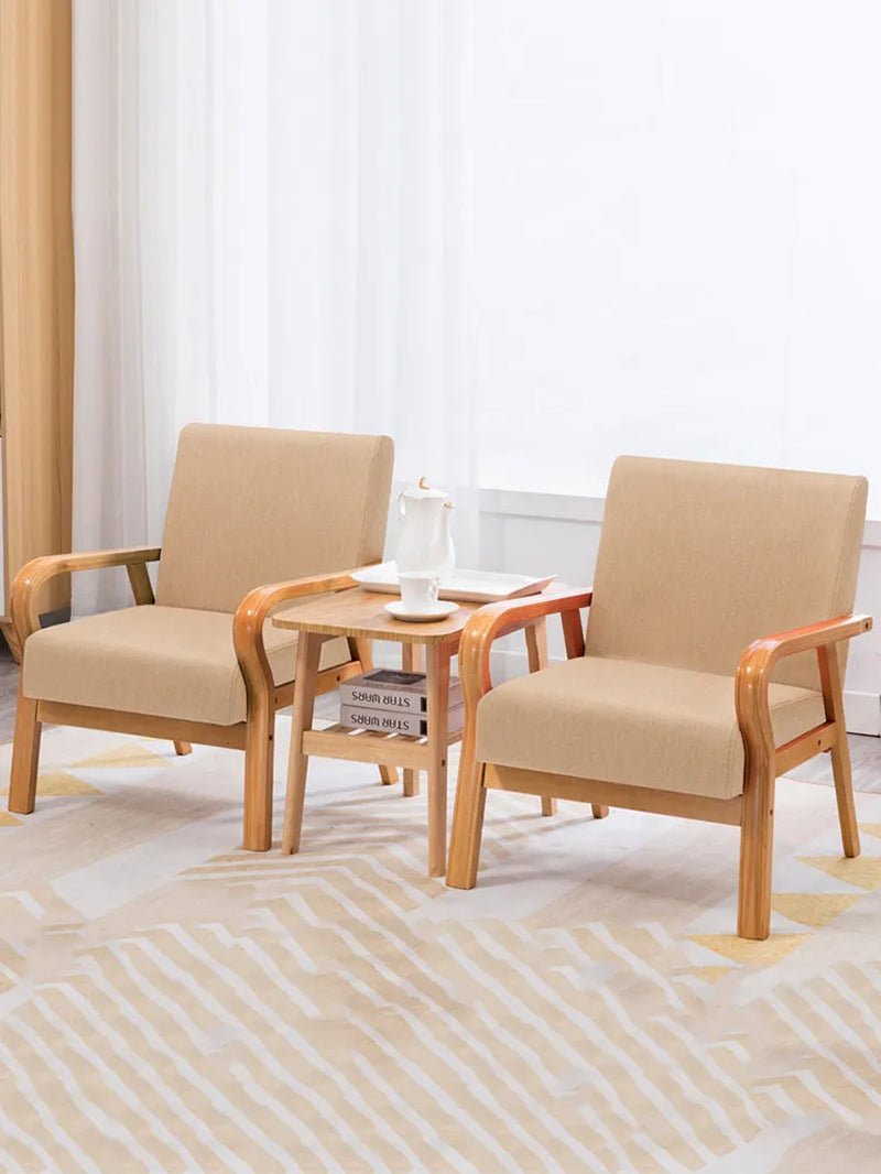 Fabric Combination Sofa Chair Single Casual Solid Wood Chair Living Room