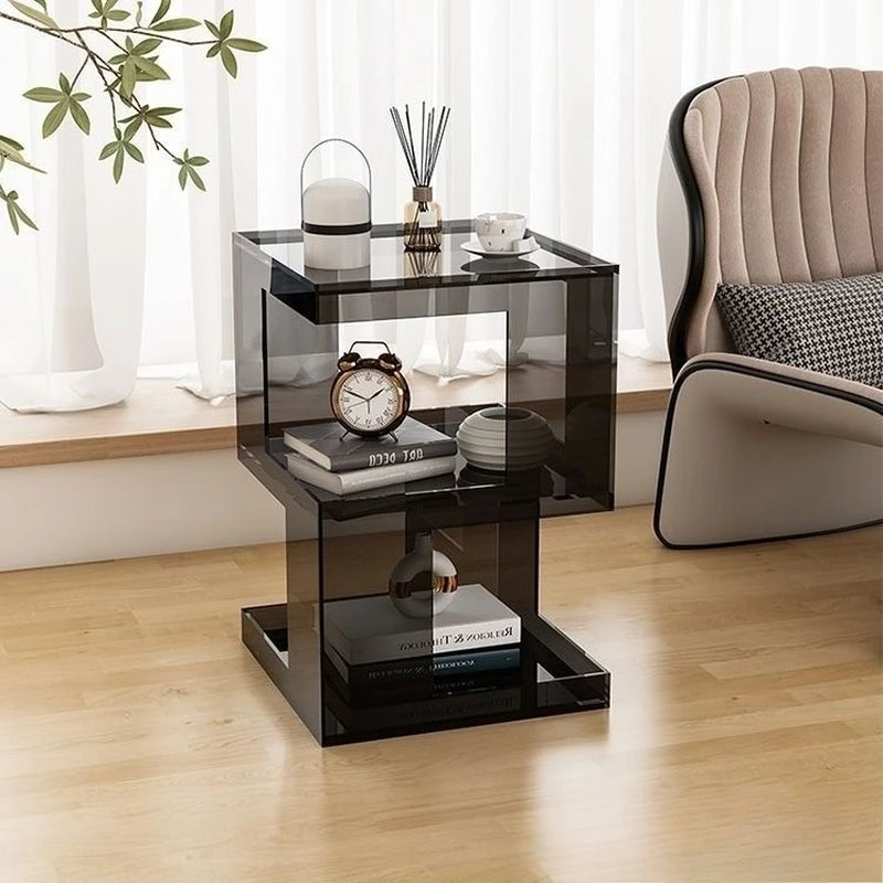 Acrylic Transparent Storage Rack, Simple Bedroom Rack, Bedside Table, Coffee Table