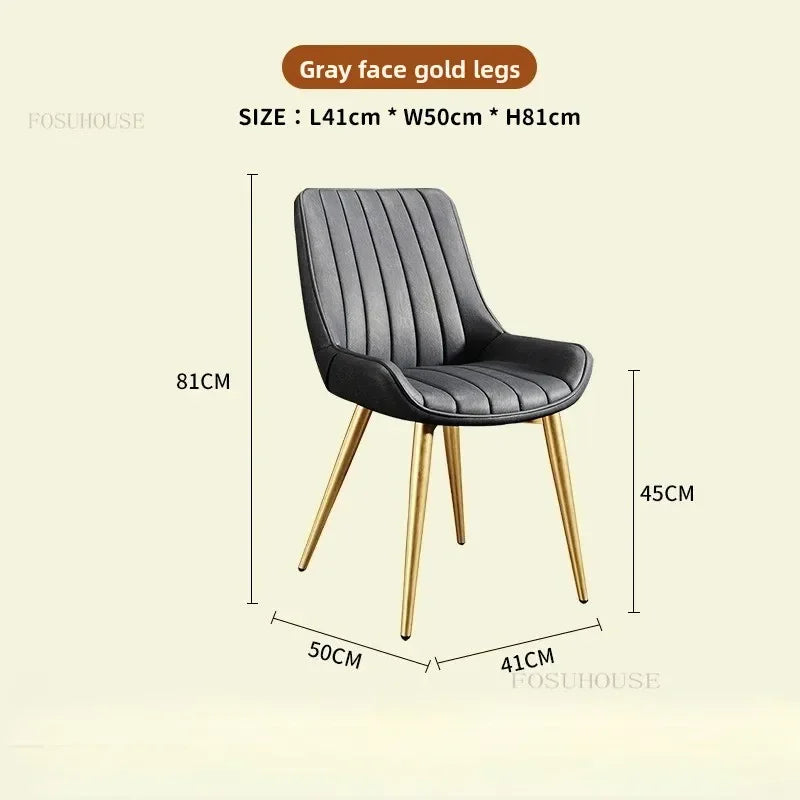 Modern Minimalist Backrest Dining Chairs Nordic Home Restaurant Furniture Light Luxury Leather Dressing Chair