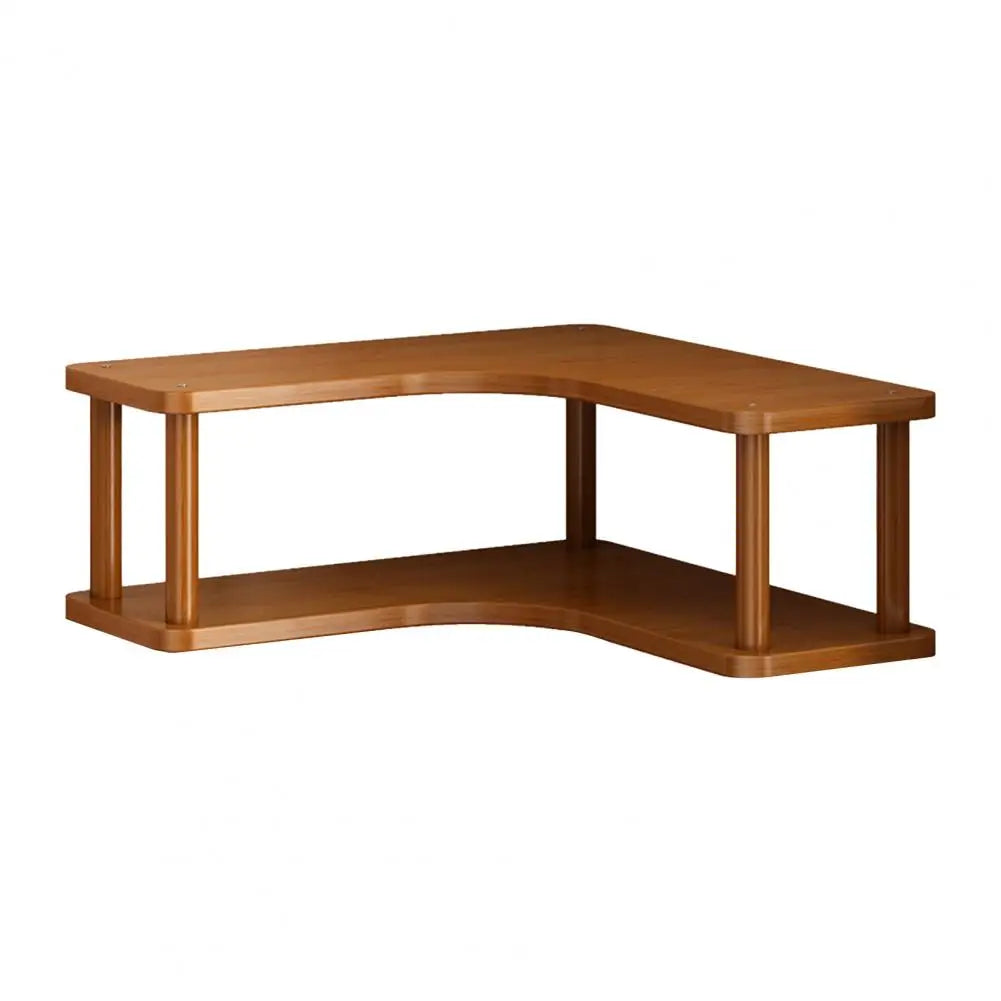 Minimalist Wooden Desk Organizer 3-Tier Corner Shelf for Books, Plants Office Supplies Handmade Multi-Level Storage Stand Tea
