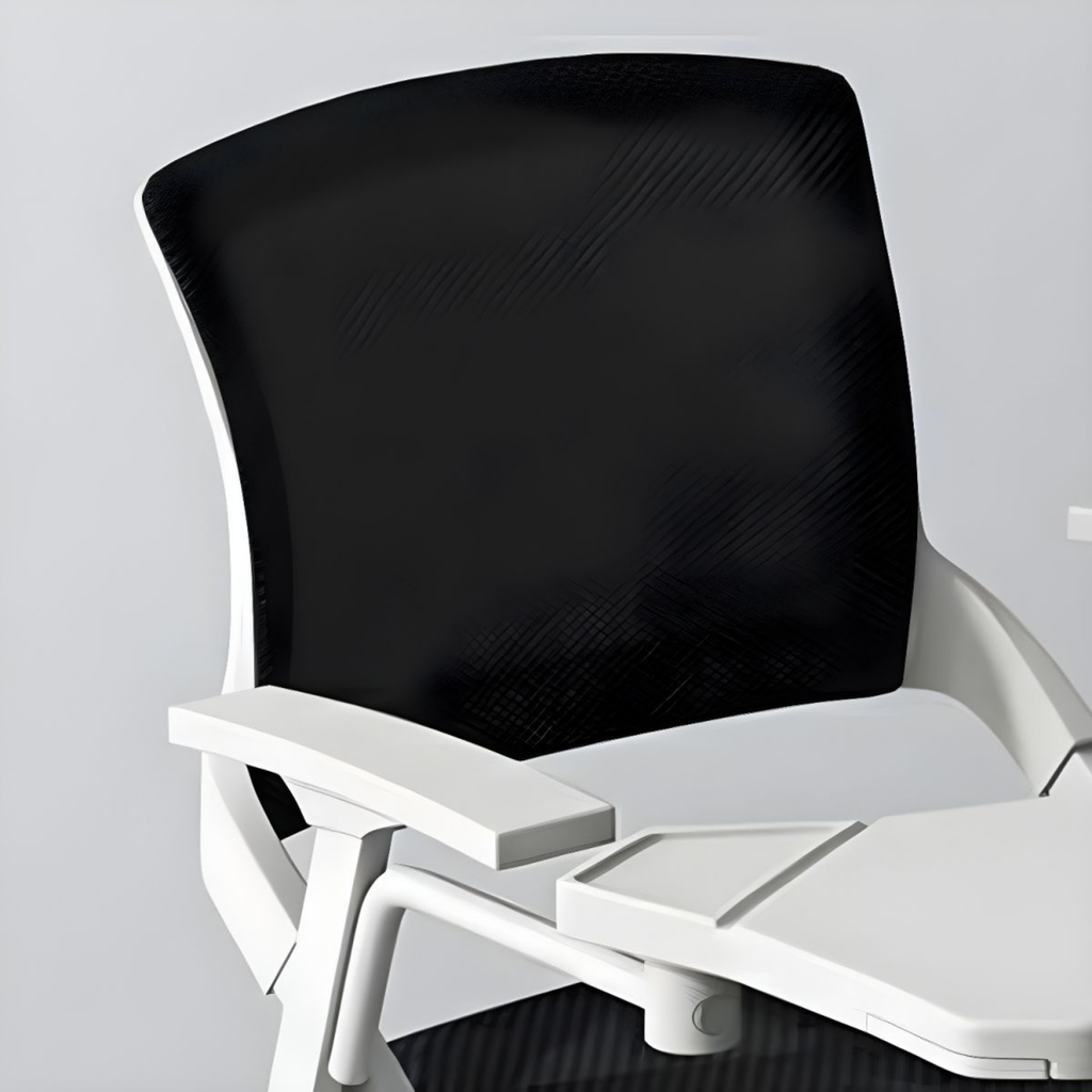 Modern folding office chair with armrests, ergonomic desk chair, metal office chair, space-saving study chair for home office, bedroom and workspace