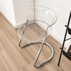 Modern Curved Dining Chair with PC Seat & Iron Frame, Minimalist Armless Chair