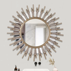 Sunflower decorative wall mirror with LED light, luxury artistic mirror for living room, entryway, bathroom, bedroom, vanity and modern home wall decor