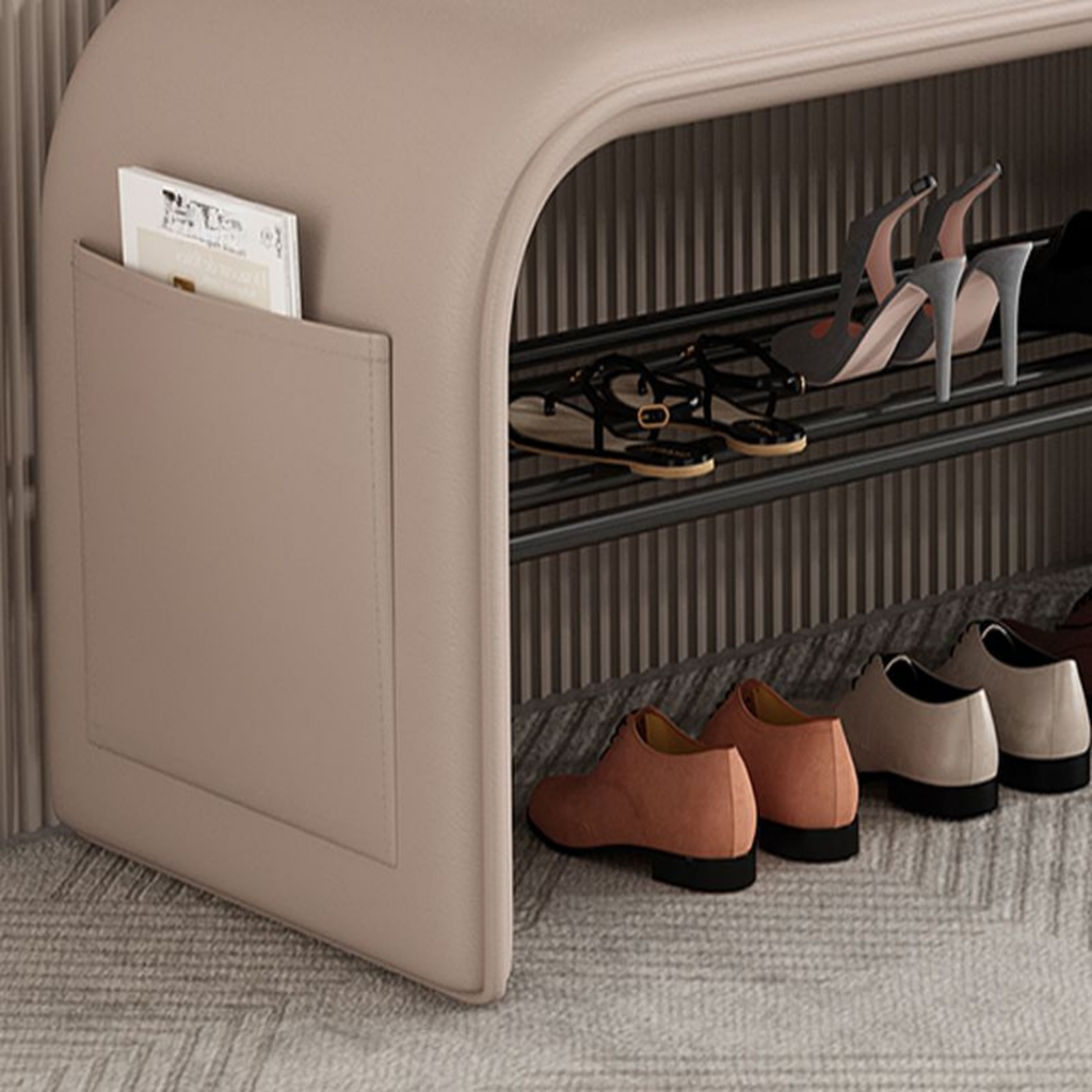 Modern Scandinavian Shoe Bench with 1-Tier Storage for Entryway