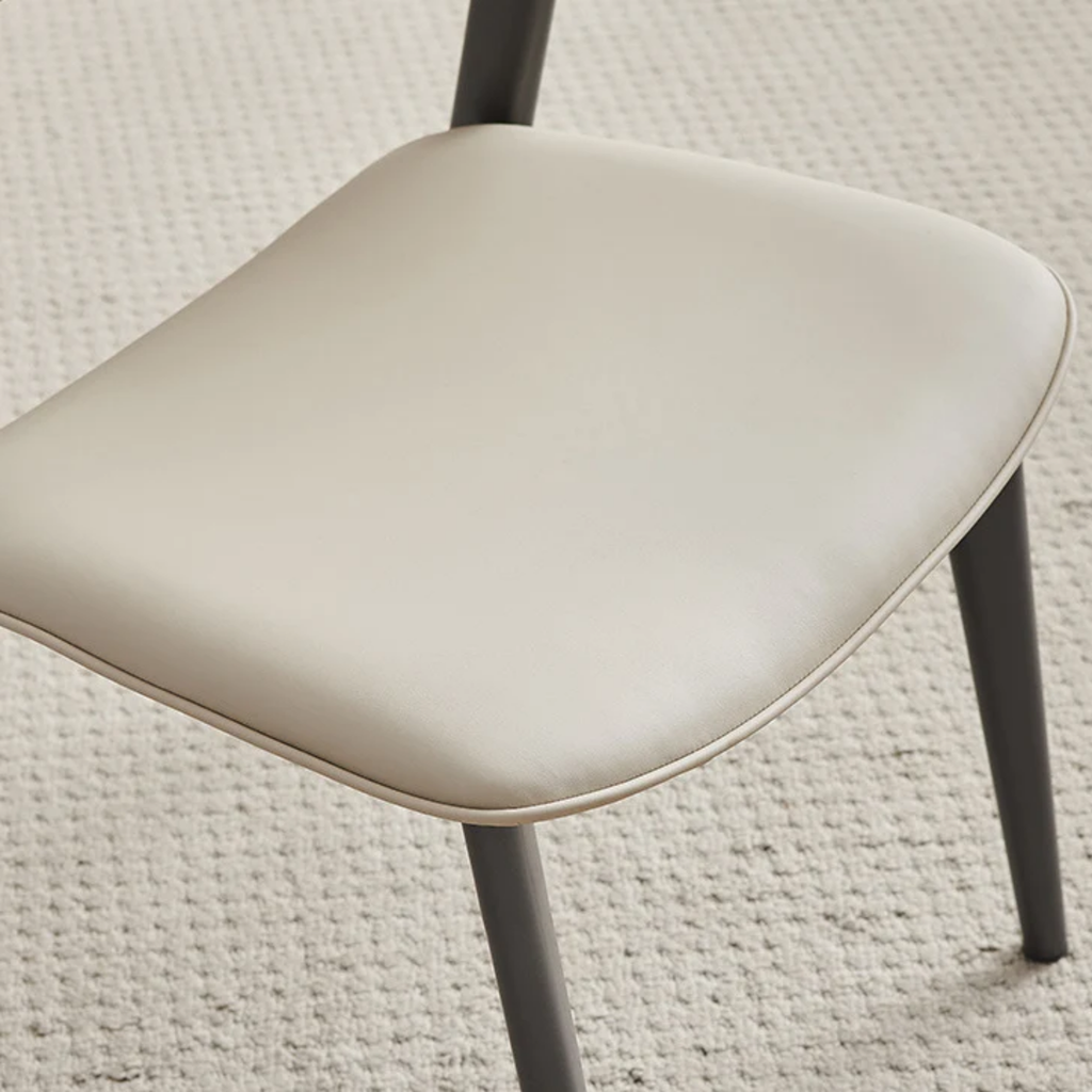 Modern Minimalist Dining Chair with Backrest, Black Metal Legs, Space-Saving Kitchen Chair