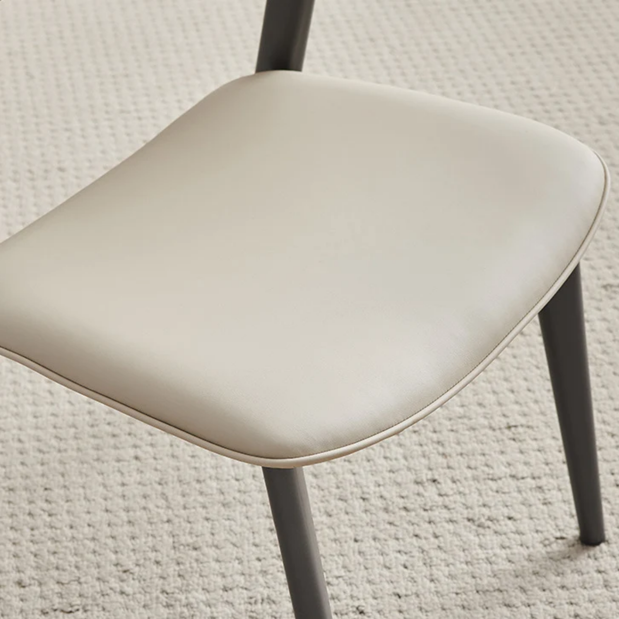 Modern Minimalist Dining Chair with Backrest, Black Metal Legs, Space-Saving Kitchen Chair