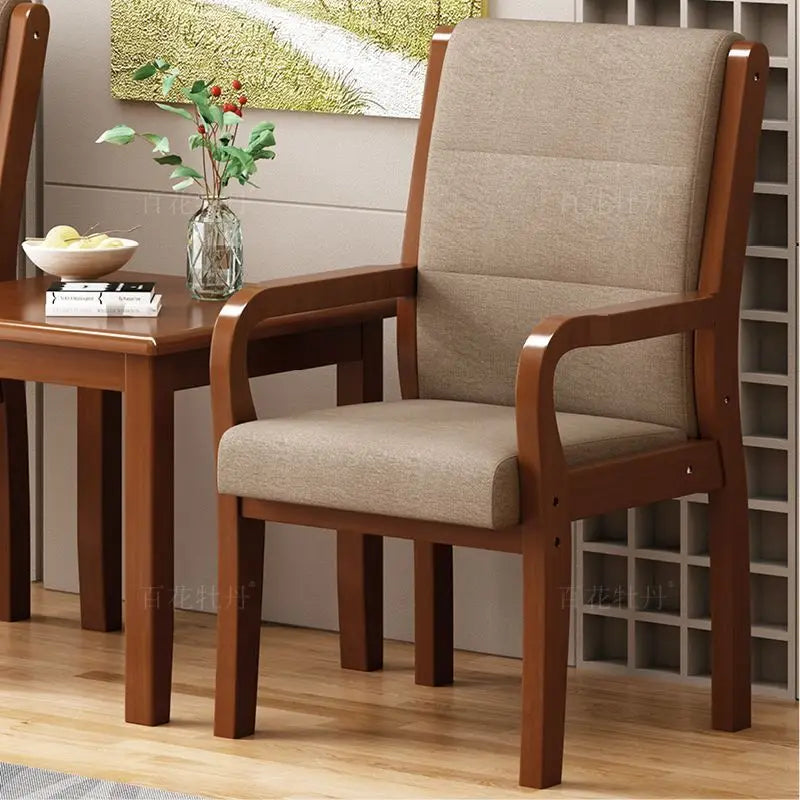 Solid Wood Armchair Upholstered Nappa Leather Rubberwood Frame High Density Foam Cushion Modern Comfy Chair for Home