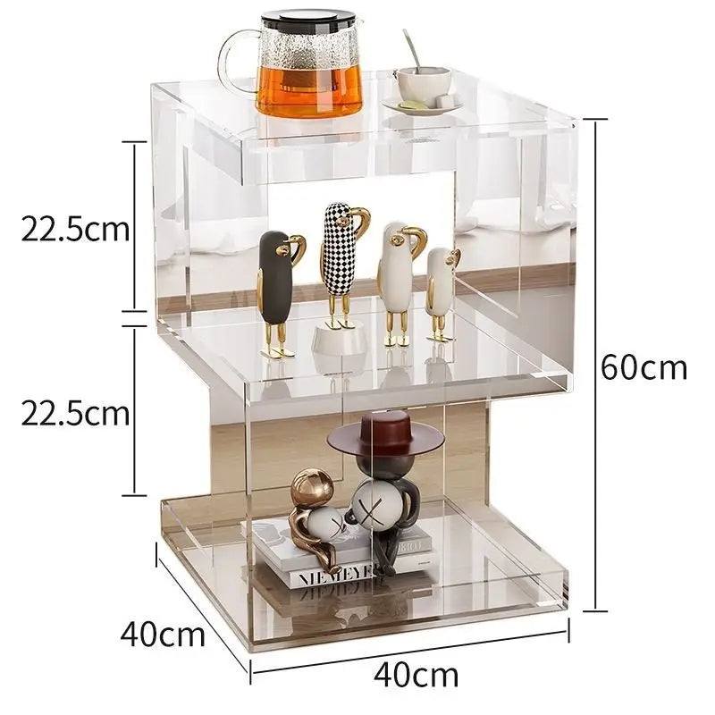 Acrylic Transparent Storage Rack, Simple Bedroom Rack, Bedside Table, Coffee Table