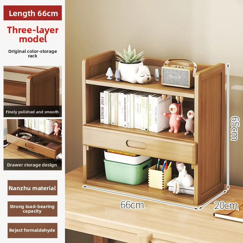 Bamboo Desktop Multi-Layer Storage Rack, Student Desk Storage Cabinet, Office File Rack, Bookshelf, Miscellaneous Storage Rack