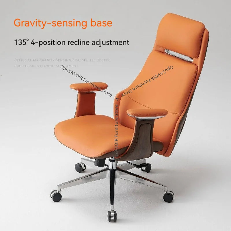 High-Back Genuine Leather Executive Swivel Chair - Ergonomic Office Desk Chair for Prolonged Sitting Home & Business Use JT40