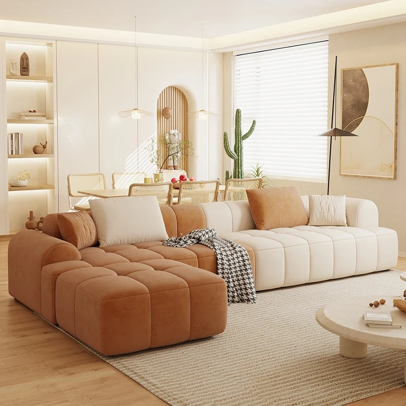 Set Puff Cloud Modern Luxury Couch Velvet Lounge Sofa High End Cream Soft Modular Living Room Furniture L Shape Sofa for Home