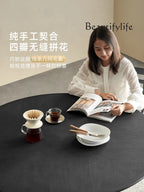 N19 Bamboo Dragonfly Black North American Imported Ash Wood Solid Wood round Dining Table Small Apartment Italian Minimalist Z