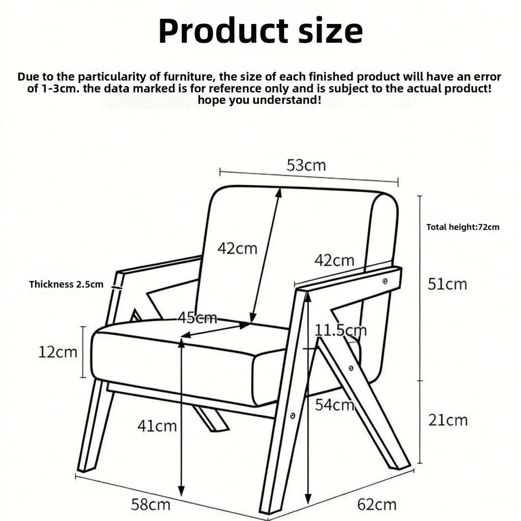 American Style Fabric Armchair with High-Density Sponge Cushionsolid Wood Framecomfortable Living Room Seating for Homebedroom