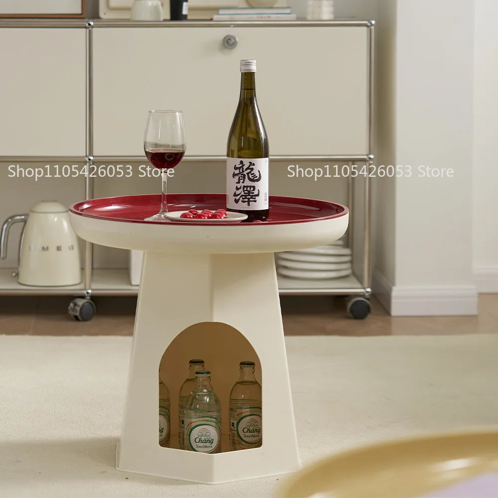 Cream Wind Sofa Edge Few Corners Simple Modern Living Room Small round Table Household Creative Plastic Bedside Table Rack