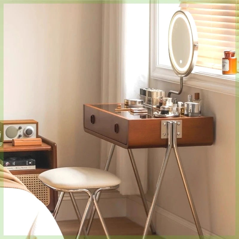 Japanese Style Solid Wood Dressing Table Small Apartment Retro Table Bedroom Antique Furniture High-End Light Luxury Desk