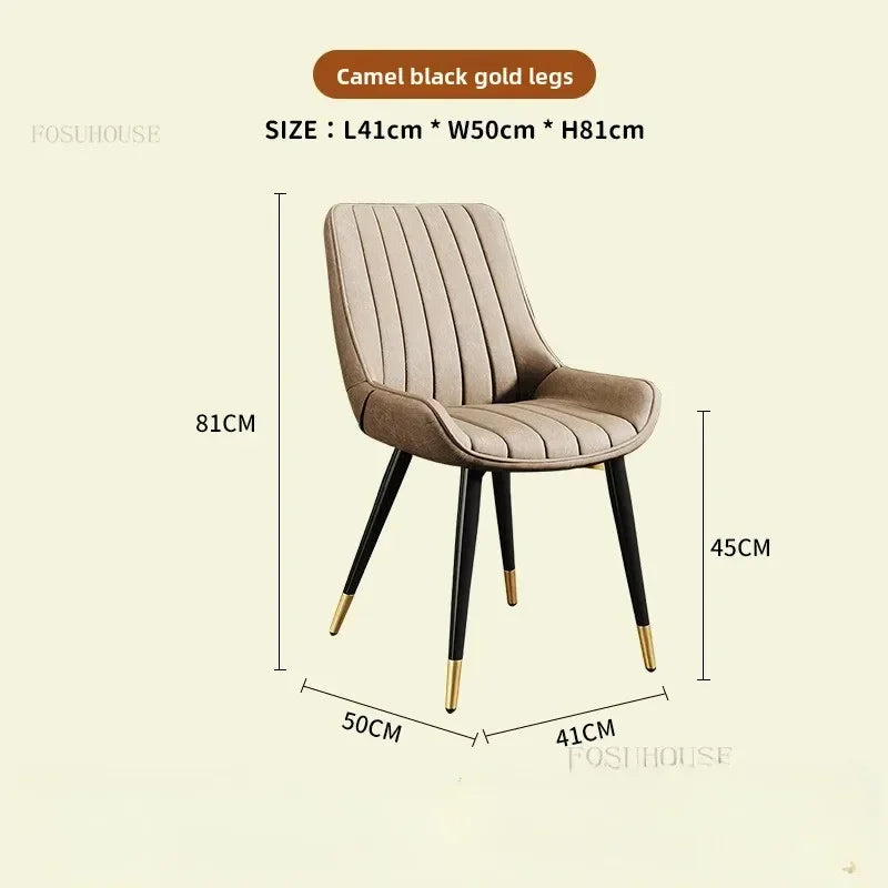 Modern Minimalist Backrest Dining Chairs Nordic Home Restaurant Furniture Light Luxury Leather Dressing Chair