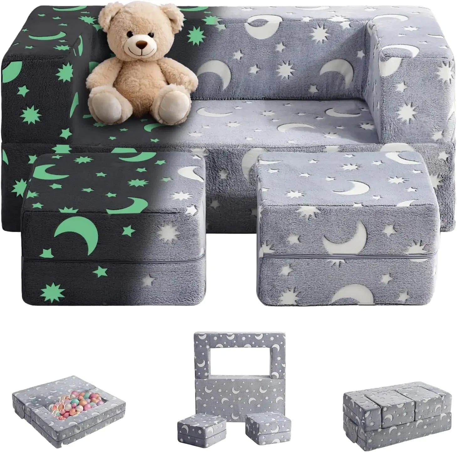 #For Kids Sofa, Illuminated in the Dark Modular Children'S Exploration Sofa, 3-In-1 Folding Children'S Sofa for Toddlers