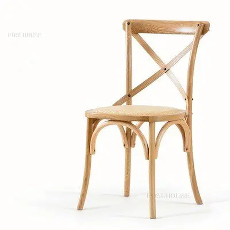 Nordic Retro Solid Wood Dining Chair Restaurant Furniture Simple Dining Chair American Homestay Casual Creative Back Chairs B R