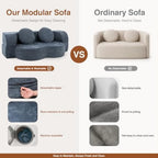 77" Convertible Folding Sofa Bed with 2 Pillows, Full Size Sleeper Boneless Futon Sofa, Loveseat Floor Couch Memory Foam, 2-In-