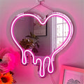 Melting Heart Mirror Neon Sign USB Dimmable LED Neon Lights for Home Bedroom Girl'S Room Party Studio Shop Decor Birthday Gift