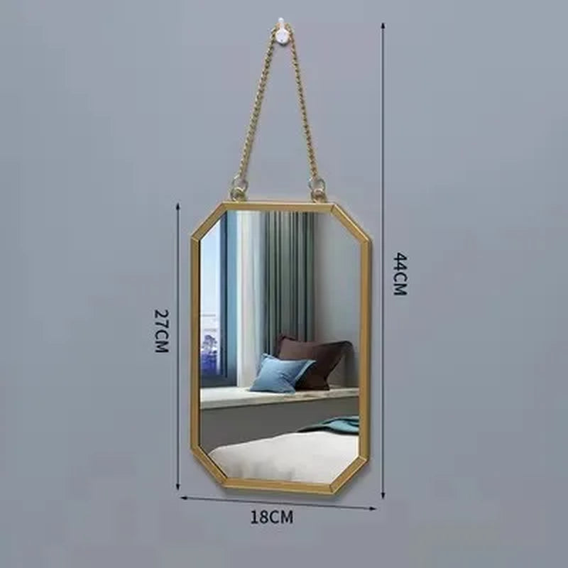 Decorative Mirror Nordic Wrought Iron round Wall Mounted Mirror Bathroom Dormitory Home Decor Glass Washstand Makeup Mirror