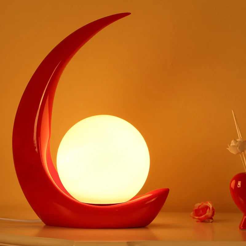 Moon Resin Bedroom Bedside Lamp Modern Simple Living Room Study Desk Lamp Creative Resin Table Lamp