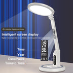 LED Clock Table Lamp USB Chargeable Dimmable Desk Lamp Plug-In LED Light Foldable Eye Protection Reading Night Light