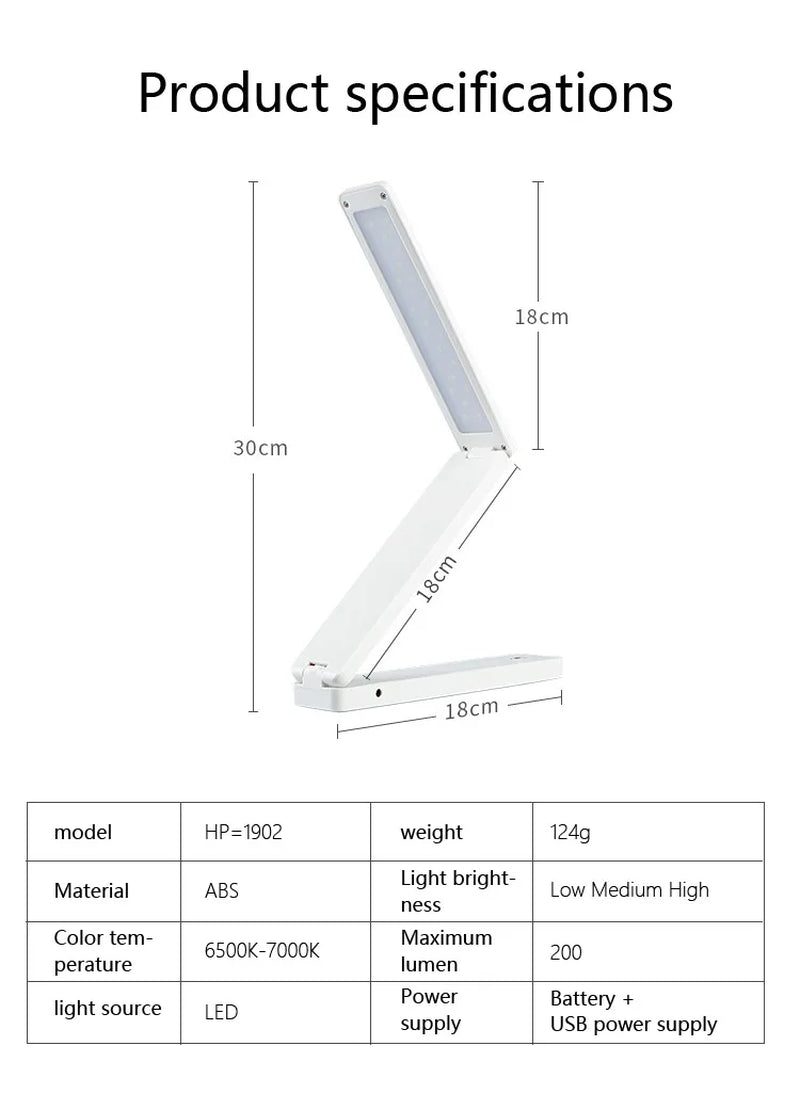 D2 LED Desk Lamp Light Three-Mode Lighting Brightness USB Dual Power Supply System Eye Protection Learning Read Desk Lamp Gift
