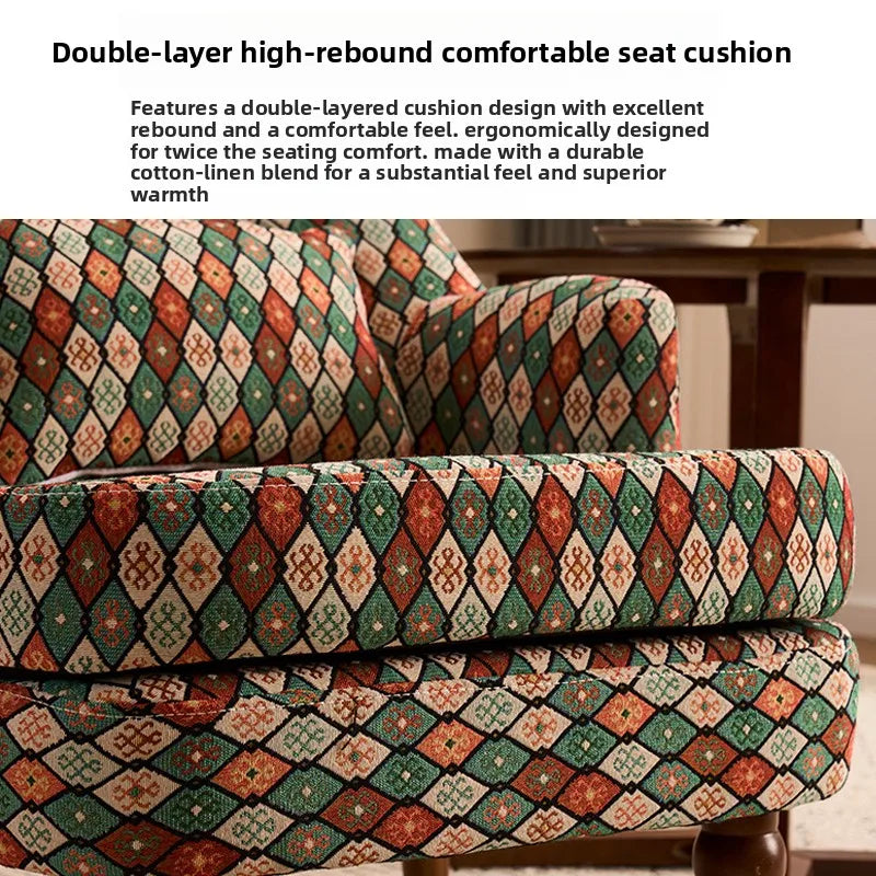 American Retro Sofa Chair Single Casual High-End Comfortable Armchair Ergonomic Balcony Sillas Para Salón Living Room Furniture