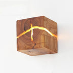 Entrance Background Decoration Cracked Wood Grain Wall Lamp Creative Square Nordic Solid Wood Wall Bedside Lamp