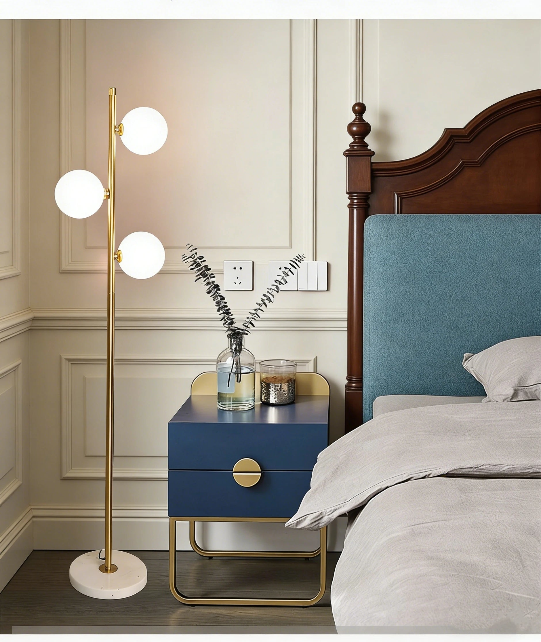 Glass Ball Luxury Floor Lamp Nordic Gold Black Floor Lamp Living Room Bedroom Sofa Modern Home Decor Marble Stand E27 Floor Lamp