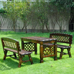 Outdoor Courtyard Anticorrosive Solid Wood Tables and Chairs Outdoor Open-Air Balcony Garden Waterproof and Sunscreen Leisure Ta